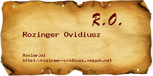Rozinger Ovidiusz névjegykártya